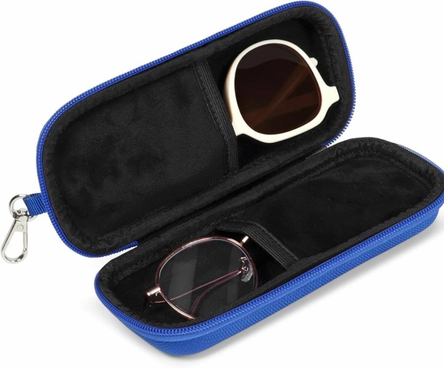 Tangoner Double Hard Shell Eyeglasses Case with Zipper - Travel Sunglasses Organizer for Car & Storage