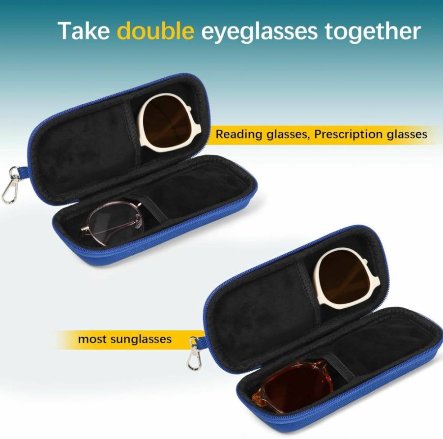 Tangoner Double Hard Shell Eyeglasses Case with Zipper - Travel Sunglasses Organizer for Car & Storage