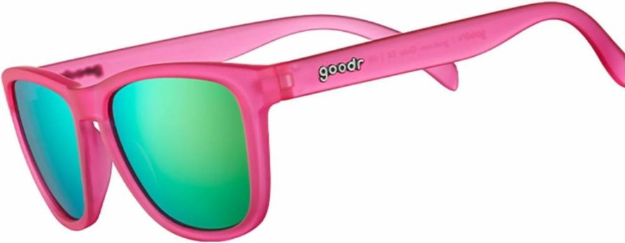 Goodr Flamingos On A Booze Cruise Polarized Sunglasses - UV400 Protection, No Slip, No Bounce, Pink Translucent Frames, Teal Mirrored Lens for Men & Women