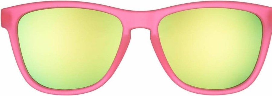 Goodr Flamingos On A Booze Cruise Polarized Sunglasses - UV400 Protection, No Slip, No Bounce, Pink Translucent Frames, Teal Mirrored Lens for Men & Women