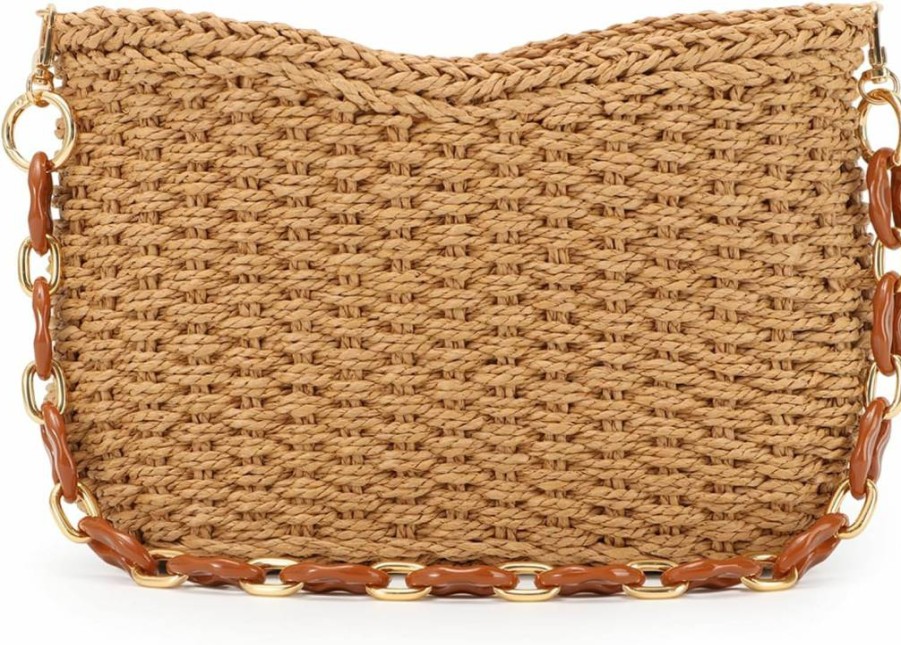 GOKTOW Straw Woven Handbag for Women, Raffia Tote Crossbody Beach Bag, Summer Travel Purse