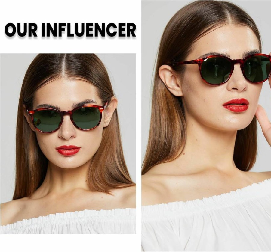 DUCO Retro Round Polarized Sunglasses for Women - Vintage UV400 Protection Shades DC1230