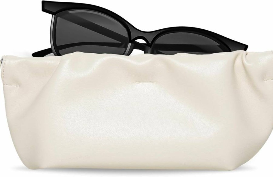 COMF-PRO Premium Soft PU Leather Sunglasses Case - Portable Squeeze Top Eyewear Pouch for Glasses Storage (2 Pack)