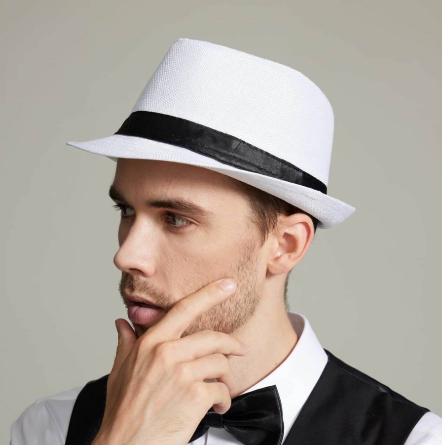 Gionforsy 5 Pack Classic 1920s Fedora Hats for Men & Women - Short Brim Summer Panama Beach Hats