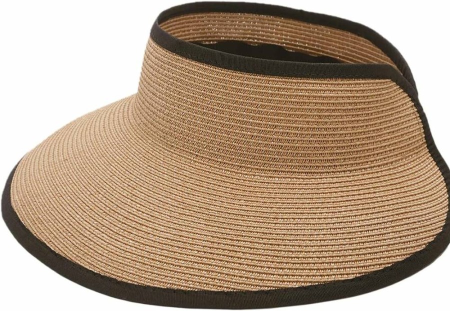Joywant Women's Packable Wide Brim Straw Sun Visor Hat - Ponytail Beach Hat for Summer Vacation Essentials
