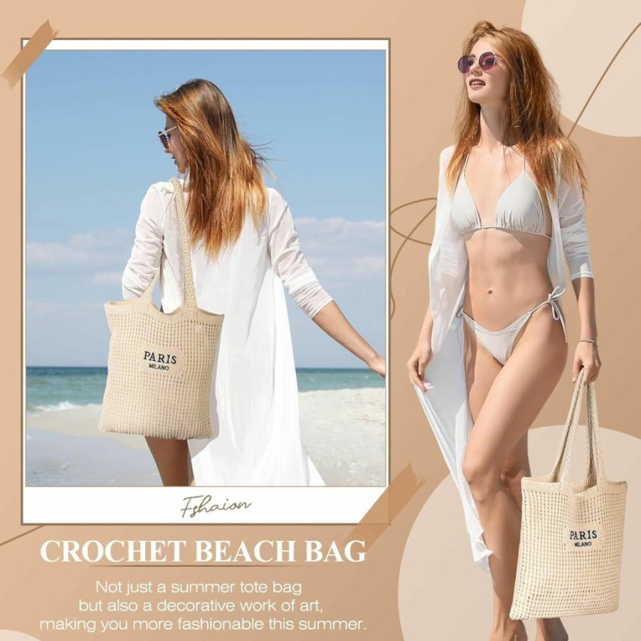 Trifabricy Woven Straw Beach Tote Bag for Women - Large Waterproof Swim & Travel Shopping Bag