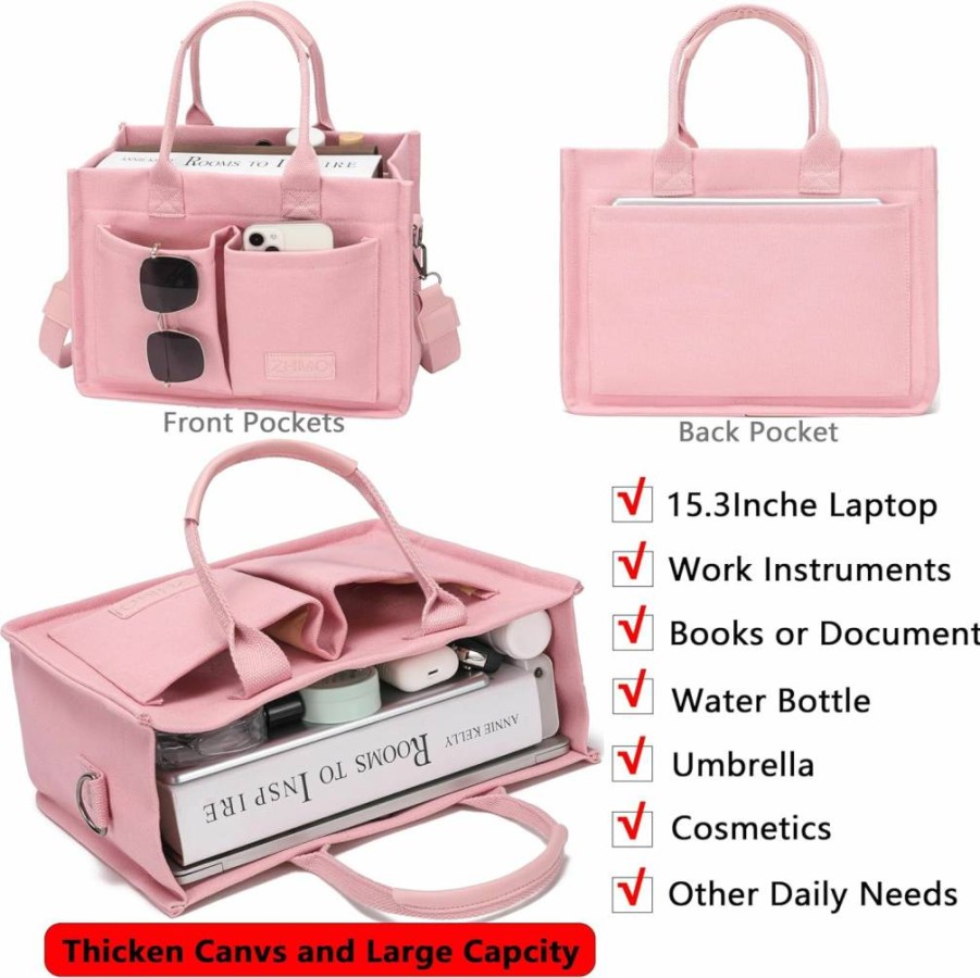 ZHMO Large Canvas Tote Bag for Women with Multiple Compartments - Stylish Crossbody Work Purse, Laptop Book Bag & Spacious Handbag Satchel