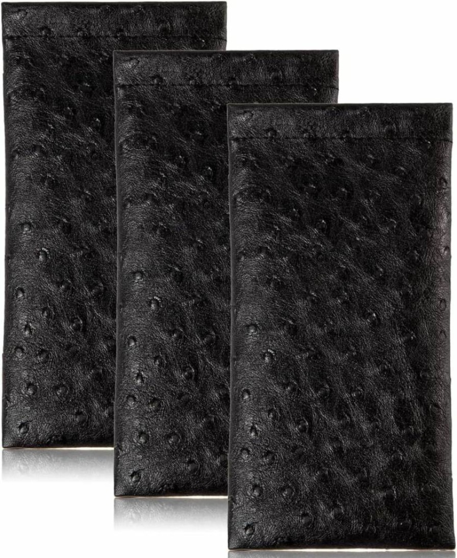 TRIUMPH VISION Leather Sunglasses Pouch Holder - 3 Pack Spring Storage Case for Glasses, Eyewear Accessories
