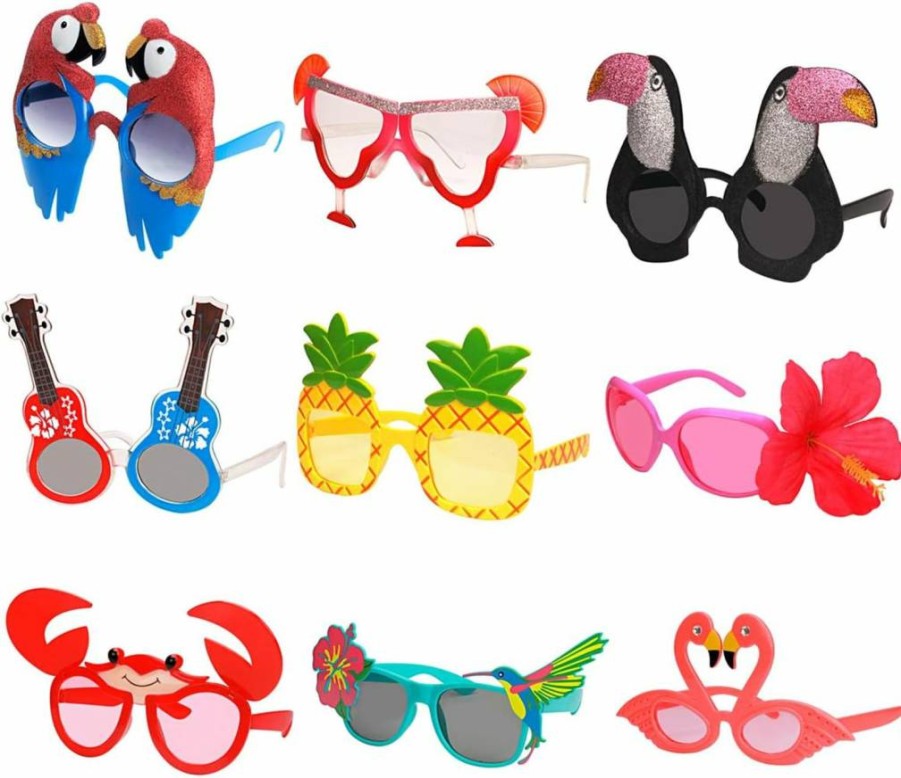 Ocean Line Hawaiian Luau Party Sunglasses - 12-Pack Tropical Themed Fun Glasses for Kids & Adults, Beach Party Favors, Summer Fancy Dress Costume Accessories, Bulk Decorations