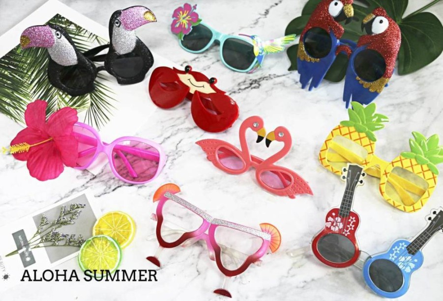 Ocean Line Hawaiian Luau Party Sunglasses - 12-Pack Tropical Themed Fun Glasses for Kids & Adults, Beach Party Favors, Summer Fancy Dress Costume Accessories, Bulk Decorations