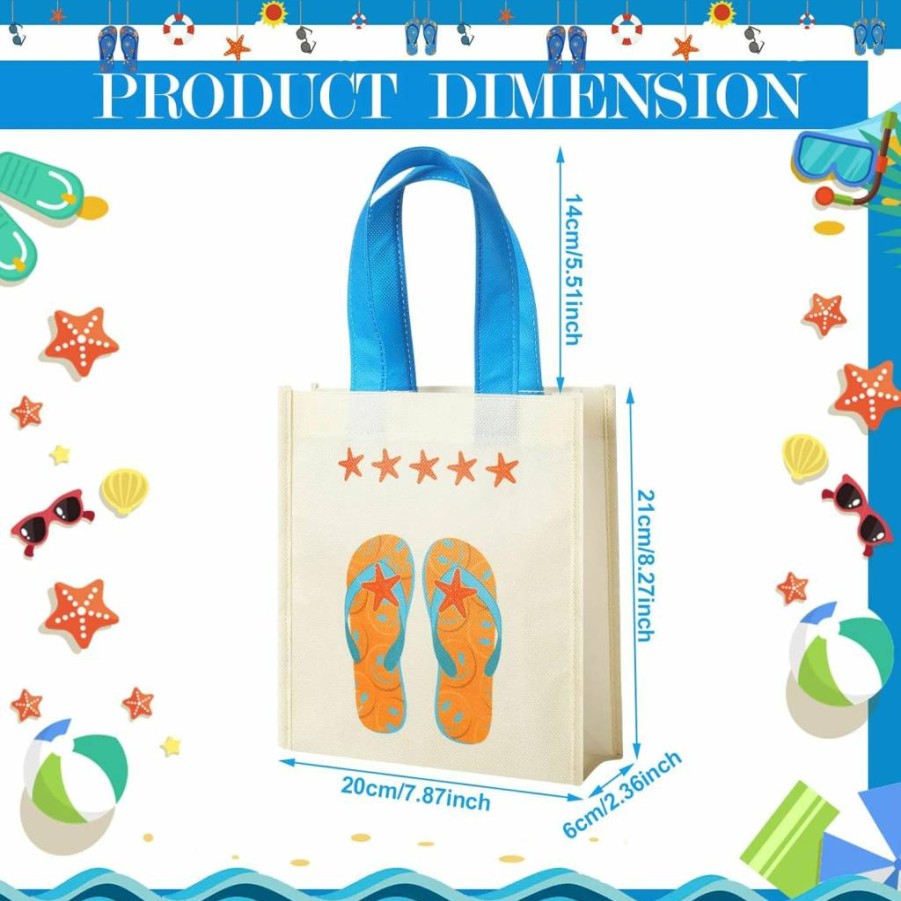 Kacctyen 24 Pack Reusable Beach Tote Bags for Kids - Summer Party Favors, Tropical Travel Bags, Pool Party Gifts Bulk, End of Year Giveaways