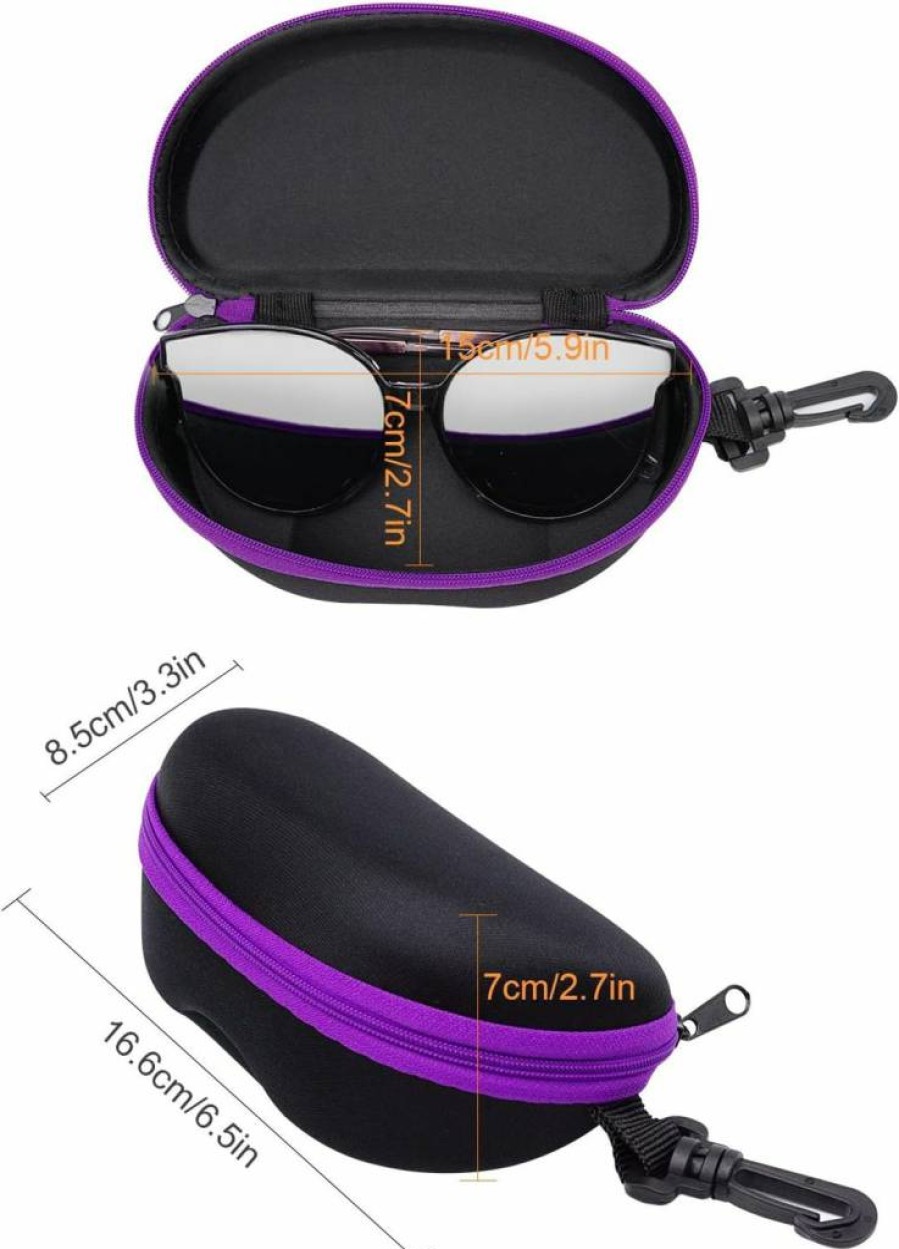 INNOLIFE Hard Shell Sunglasses Case with Zipper - Portable Travel Eyewear Holder for Men & Women - Durable Plastic Hook Design