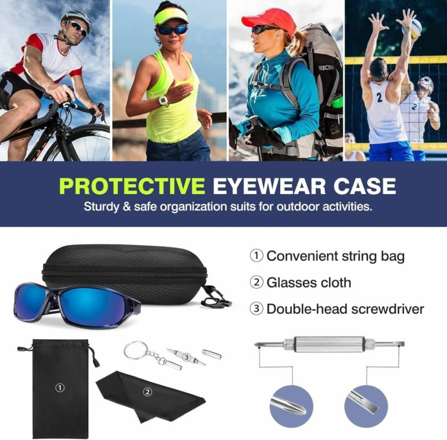 MoKo Semi-Hard Shell Sunglasses Case with Metal Hook - Durable Protective Eyewear Holder for Men & Women