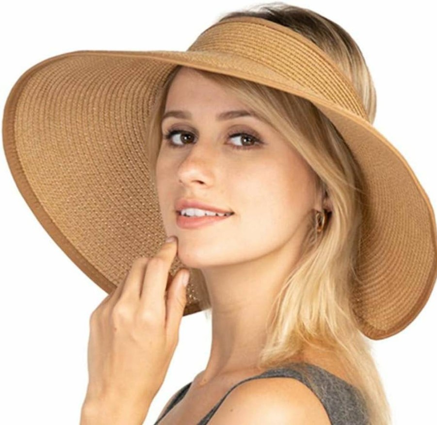 UOUDIO Women's Foldable Wide Brim Sun Hat with Bowknot - UPF 50+ Straw Visor Beach Hat for Summer Outdoor Travel & Cruise Wear