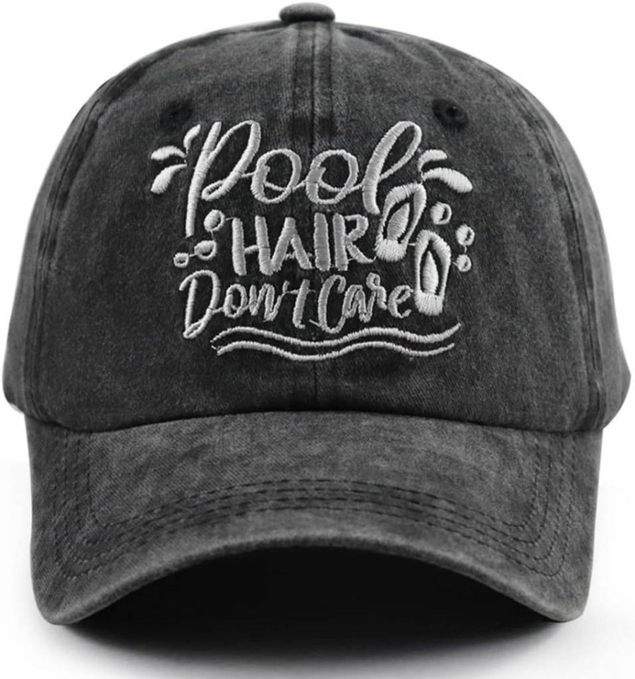 Gsspvii Funny Pool Hair Don't Care Hat - Adjustable Embroidered Baseball Cap for Women & Men, Unique Swim Pool Party Gift