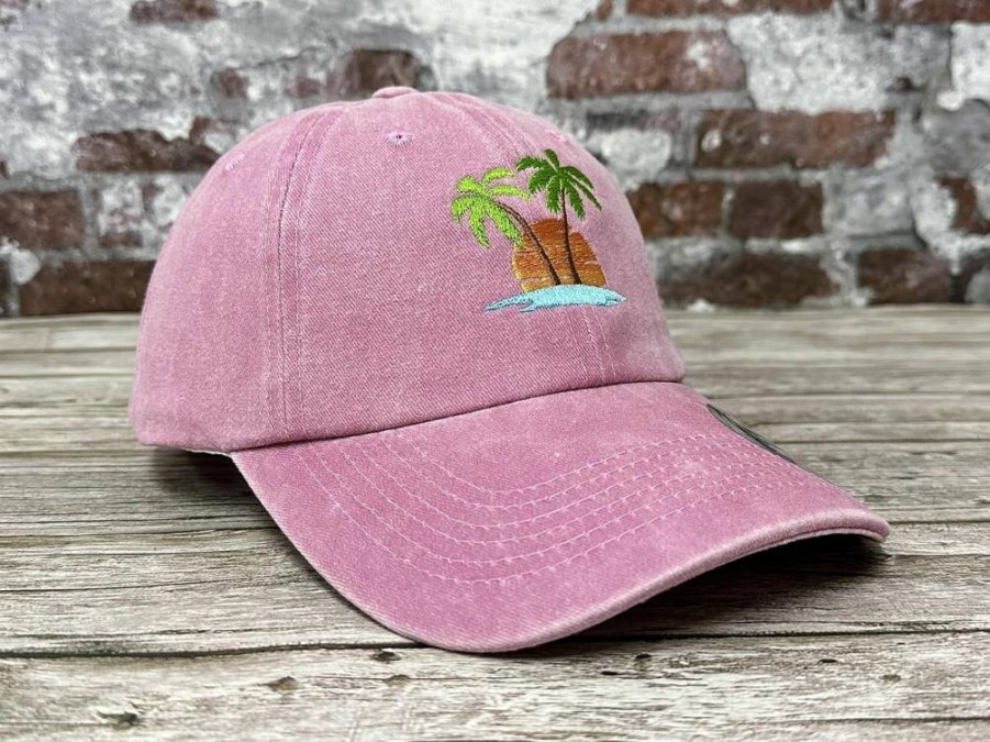 Hepandy Embroidered Palm Tree Summer Hat for Men & Women - Breathable Cotton Beach Sun Hat