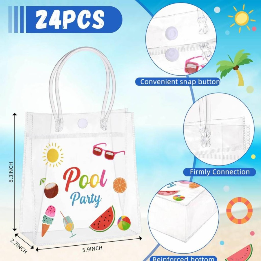 Sweetude 24-Piece Summer Pool Party Favor Gift Bags - Beach Birthday Supplies, Hawaiian Luau Decorations, Swimming Party Essentials for Kids & Adults