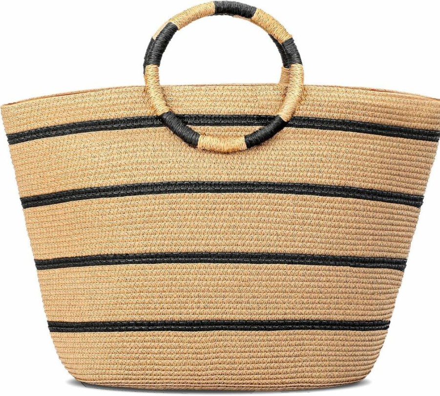 TOFUNTOY Large Woven Straw Beach Bag for Women - Summer Vacation Tote with Zipper, Waterproof & Lightweight Design for Pool, Travel, Holiday