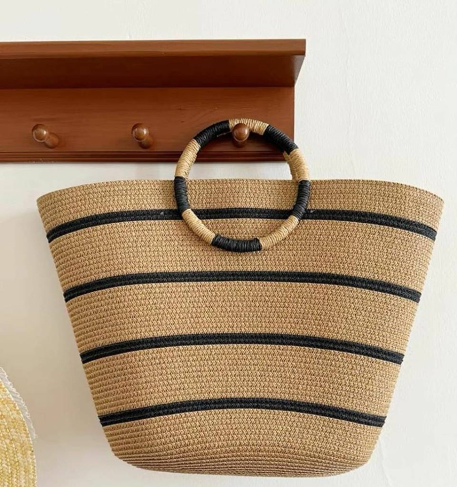TOFUNTOY Large Woven Straw Beach Bag for Women - Summer Vacation Tote with Zipper, Waterproof & Lightweight Design for Pool, Travel, Holiday