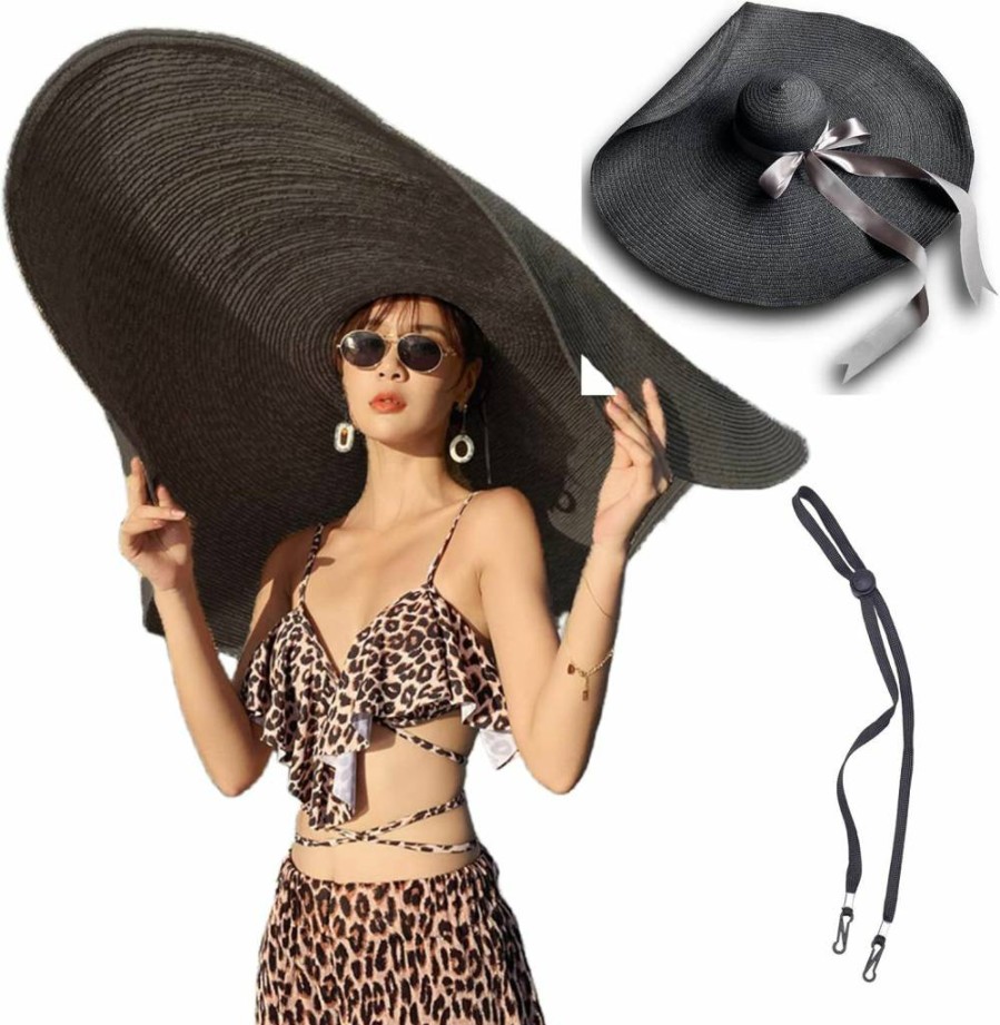 KEYDUACU Wide Brim Foldable Sun Hat for Women - 31.5 Inch UV Protection Summer Beach Travel Hat