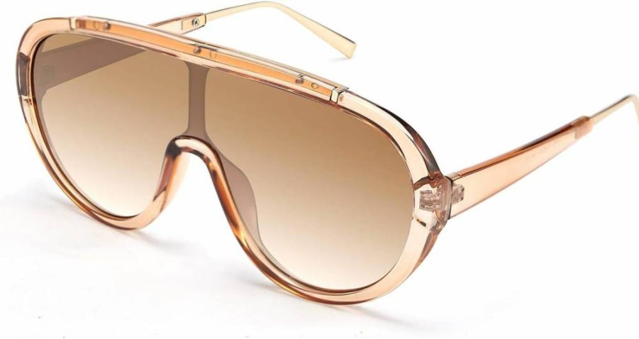 FEISEDY Retro Oversized Sunglasses for Women UV400 Protection Trendy One Piece Frame Shades B2580