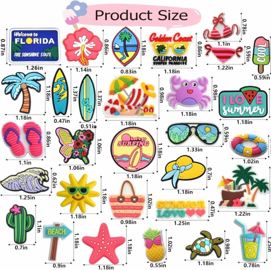 YMO Summer Beach Bag Charms - Cute Rubber Decorations Compatible With Bogg Bags & Simply Southern, Fashion Accessories for Women & Girls