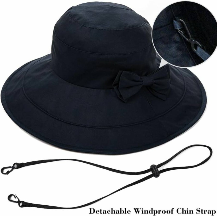 Comhats Women's Packable Cotton Sun Hat with Wide Brim for UV Protection - Adjustable 54-64cm Bucket Hat for Beach, Gardening & Travel