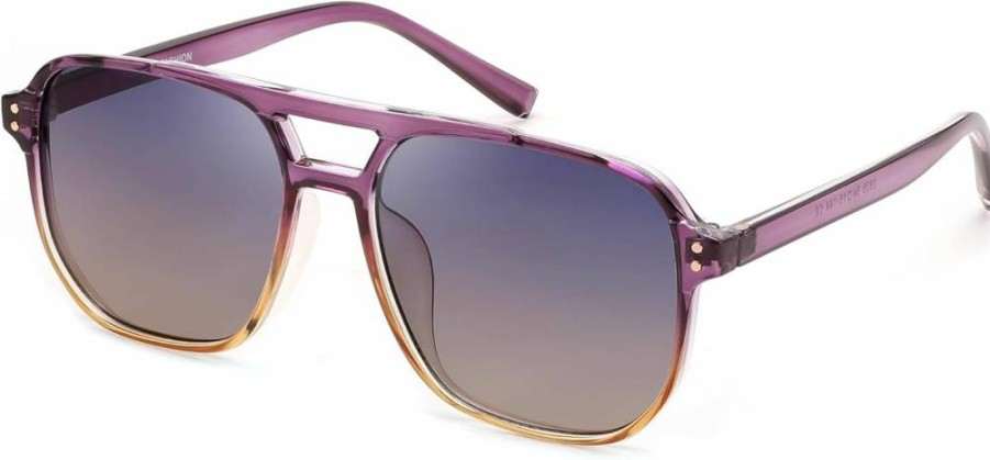 FEISEDY Retro Square Aviator Sunglasses for Women & Men – 70s Vintage Style Trendy Plastic Frame Sun Glasses B2835
