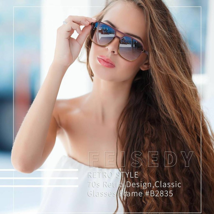 FEISEDY Retro Square Aviator Sunglasses for Women & Men – 70s Vintage Style Trendy Plastic Frame Sun Glasses B2835