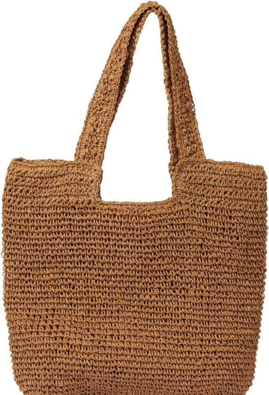 GOLDTIMO Women's Large Straw Beach Tote Bag - Soft Woven Summer Shoulder Purse for Vacation, Travel & Outdoor Activities