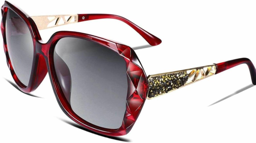 FEISEDY Women's Polarized Square Sunglasses with Sparkling Shiny Frame - B2289 Fashion UV Protection