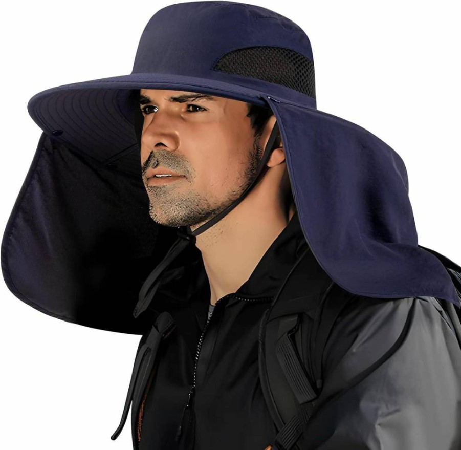 DOCVIT UPF50+ Sun Hat for Men & Women - Waterproof Wide Brim Fishing Hat with Neck Flap for Outdoor UV Protection