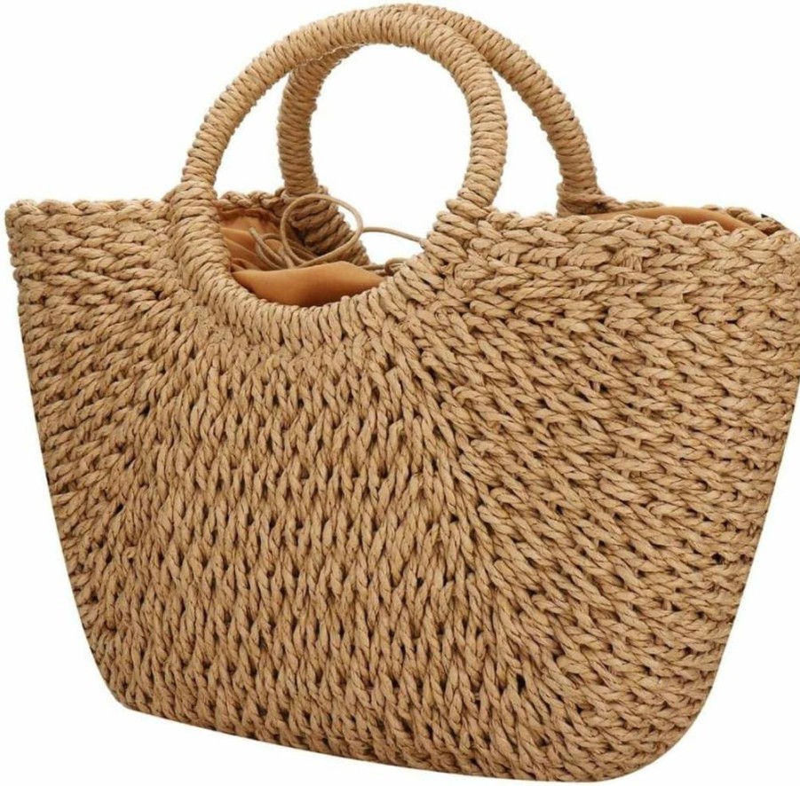 Jessie Women's Woven Straw Beach Tote Bag - Large Summer Travel Handbag with Top Handle for Women