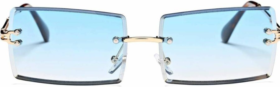 Hycredi Rimless Rectangle Sunglasses for Men & Women – Lightweight Square UV Protection Shades