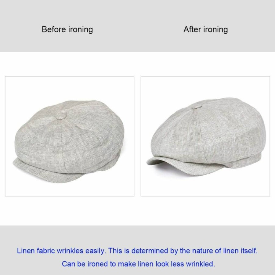 BOTVELA Men's Herringbone Linen Newsboy Cap – Breathable Summer Hat for Men