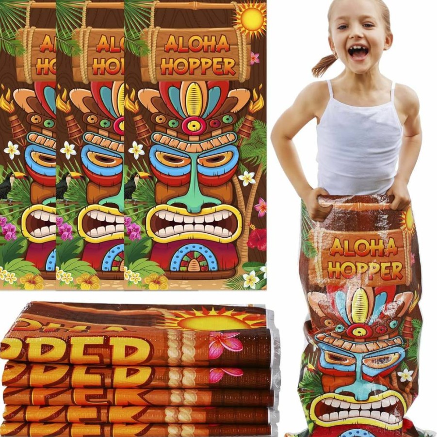 10 Pcs Tiki Potato Sack Race Bags for Kids & Adults - Hawaiian Luau Party Supplies, Outdoor Beach Games, Halloween & Birthday Party Favors by Epakh