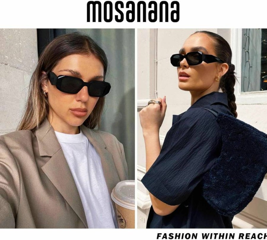 Mosanana Goulding Trendy Rectangle Sunglasses for Women & Men - UV Protection Fashion Shades
