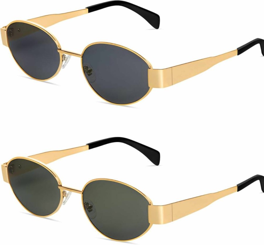 BUTABY Retro Oval Sunglasses for Women & Men - Classic Vintage UV400 Protection Shades, Trendy Designer Unisex Sun Glasses