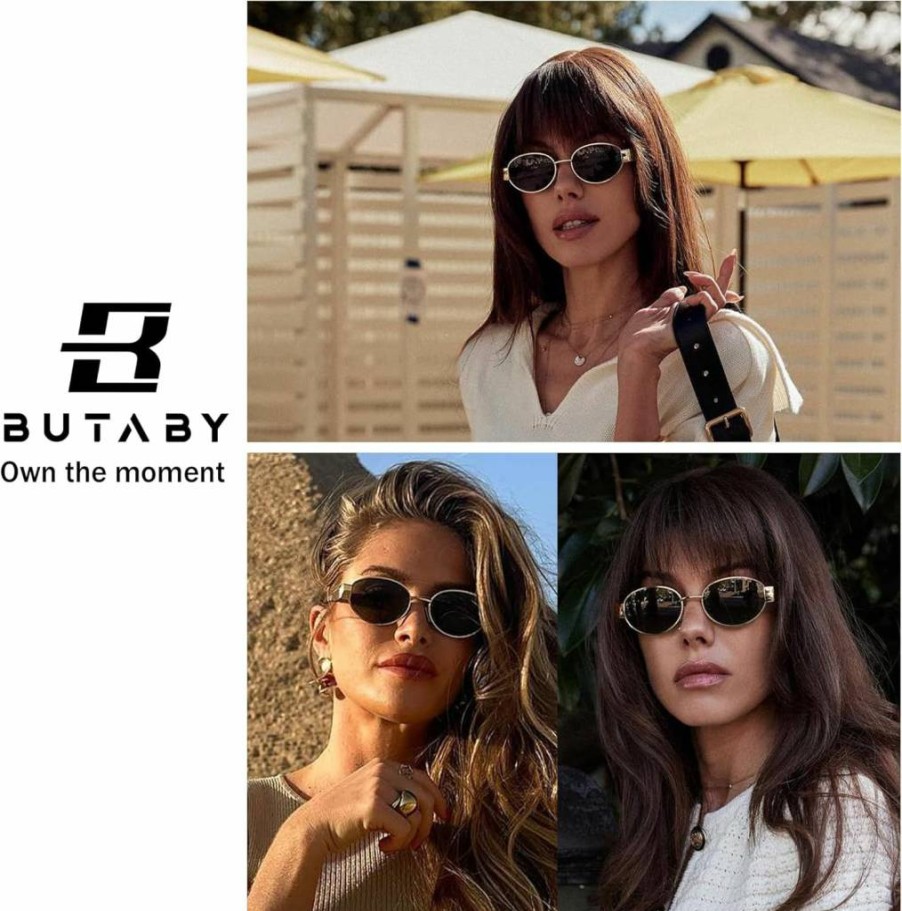 BUTABY Retro Oval Sunglasses for Women & Men - Classic Vintage UV400 Protection Shades, Trendy Designer Unisex Sun Glasses