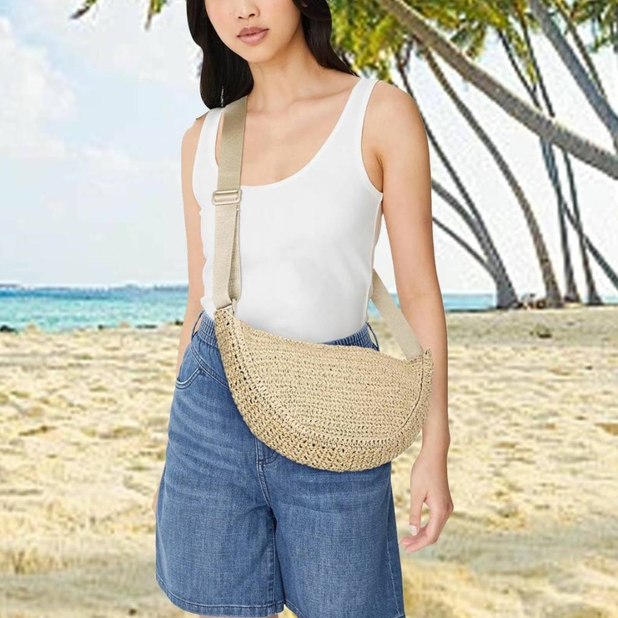 GETERUUV Women's Straw Crossbody Bag - Handmade Woven Beach Purse, Fashion Crochet Shoulder Bag for Summer 2024
