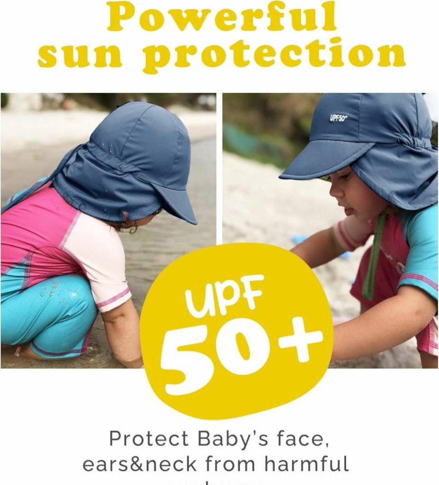 FURTALK UPF 50+ Baby Sun Hat with Adjustable Neck Flap for Boys & Girls - Summer Beach Travel Swim Hat for Infants & Toddlers