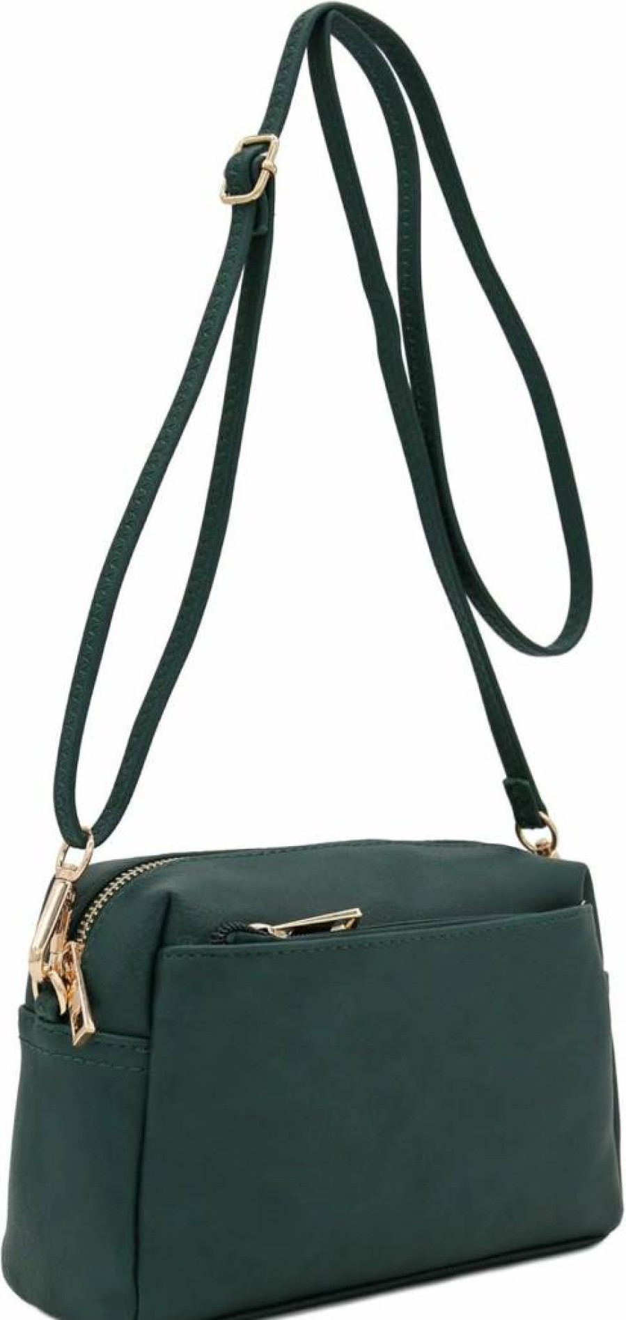 FashionPuzzle Women's Stylish Triple Zip Compact Crossbody Bag for Everyday Use