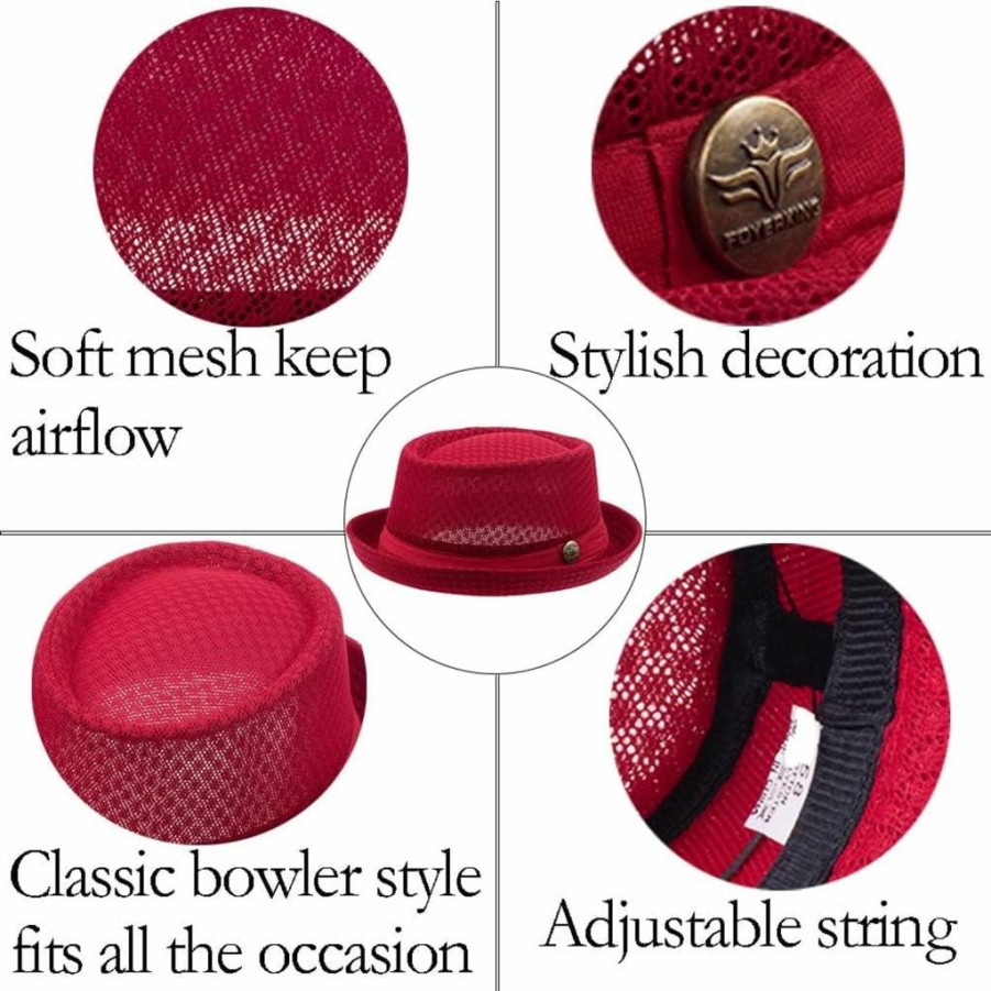 HunterBee 6Pcs Summer Fedora Hats for Men & Women - Boater, Porkpie, and Flat Caps for Beach Party, Outdoor, and Casual Wear