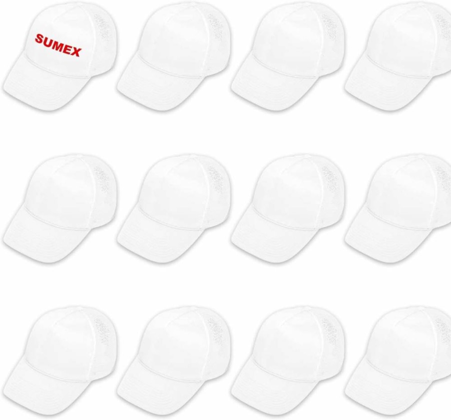 Sumex 12 Pack DIY Sublimation Blank Hats, Customizable Polyester Mesh Snapback Baseball Caps for Adults & Youth