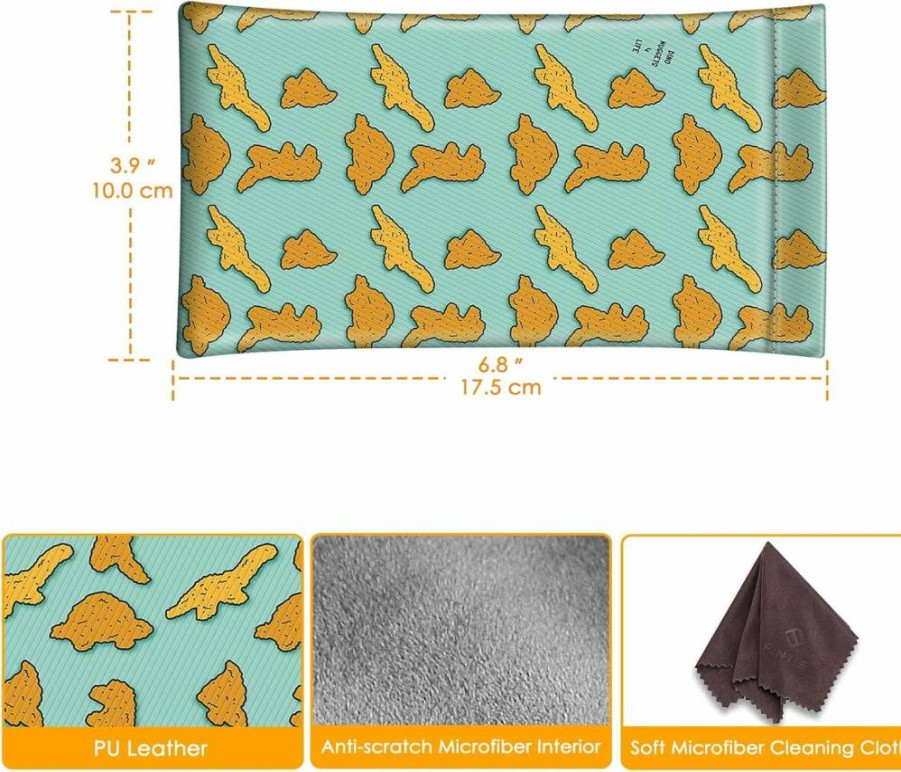 FINTIE Vegan Leather Glasses Case with Cleaning Cloth, Portable Squeeze Top Sunglasses Pouch for Anti-Scratch Protection