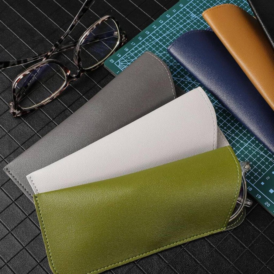 CREPUSCOLO 6 Pack Leather Eyeglass Cases - Soft Travel Glasses Case for Women, Men & Kids - Durable Protective Eyewear Holder