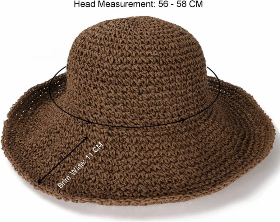 Sydbecs Women's Wide Brim Sun Hat UPF 50+ Foldable Straw Beach Hat for Summer Travel