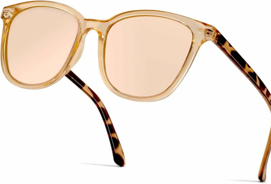 Myiaur Square Polarized Sunglasses for Women - UV Protection Mirrored Trendy Shades for Glare Reduction