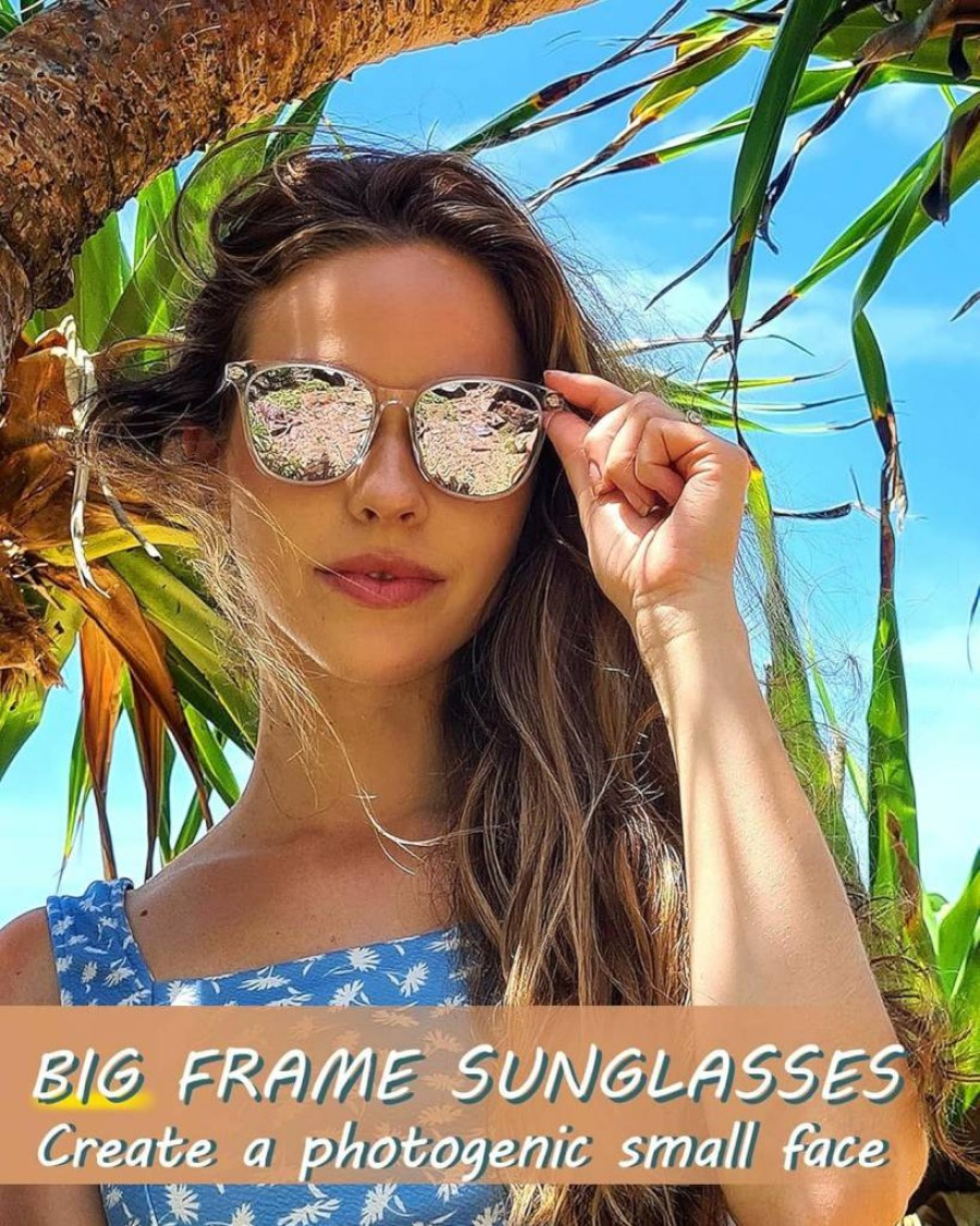 Myiaur Square Polarized Sunglasses for Women - UV Protection Mirrored Trendy Shades for Glare Reduction