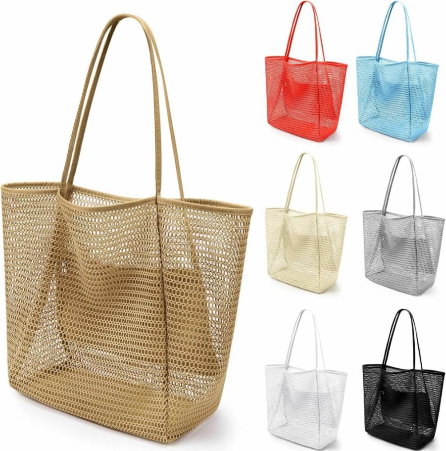 VOROLO Women's Crochet Mesh Tote Bag - Lightweight Fairycore Hobo Shoulder Bag for Beach, Summer, and Casual Outings